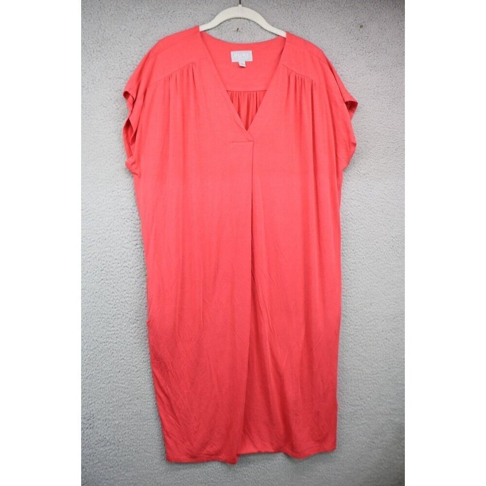 Pure Collection Sleeveless Coral V Neck Dress-Modal-Size 12-Soft
